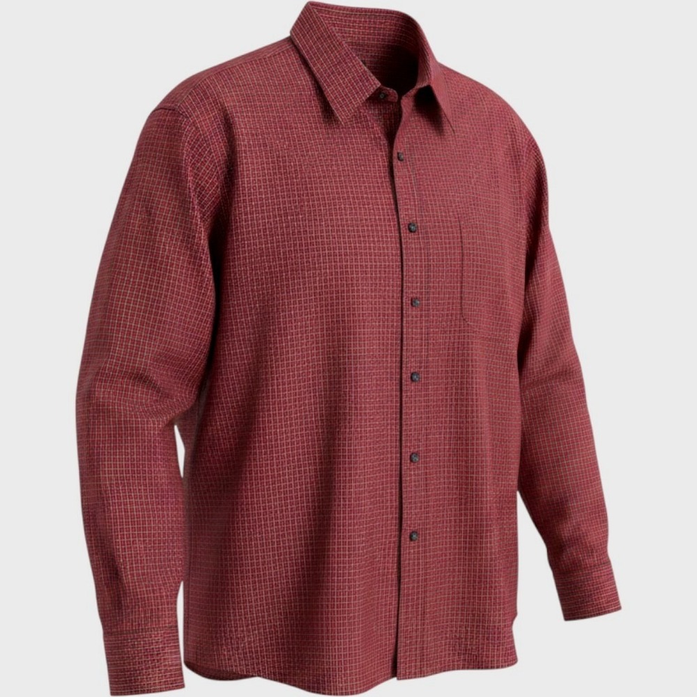 Club Room Men's Button Down Shirt Red Black Micro Check Regular Fit 17.5 34/35